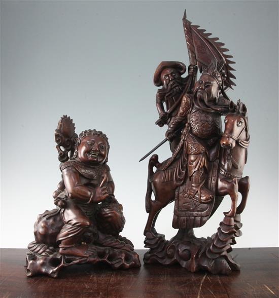 Two Chinese carved wood groups, 20th century, 35.5cm